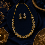 Premium Gold Polish AD Diamond Choker Necklace Set with Matching Earrings