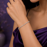 Elegant Silver Polish AD Diamond Floral Bracelet for Women