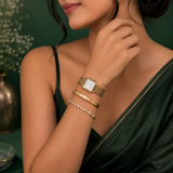 Elegant Gold Polish AD Diamond Floral Bracelet for Women