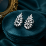 Luxury Silver Polish AD Diamond Designer Stud Earrings for Women