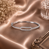 Silver Polish AD Diamond Minimalist Open-Link Bracelet
