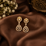 Elegant Gold Polish AD Diamond Drop Earrings for Women