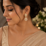 Elegant Gold Polish AD Diamond Drop Earrings for Women
