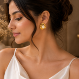 Modern Gold Pearl Statement Earrings
