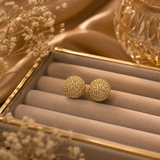 Gold Polish AD Diamond Pavé Stud Earrings