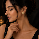 Gold Polish AD Diamond Pavé Stud Earrings