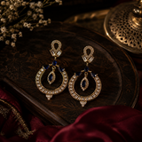 Antique Polish AD Diamond Blue Stone Chandbali Earrings