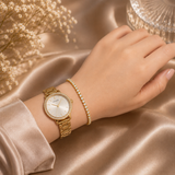 Luxury Gold Polish AD Diamond Tennis Bracelet for Women