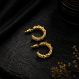 Gold AD Diamond Stud Hoop Earrings
