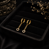 Gold Polish AD Diamond Drop Hoop Earrings