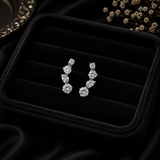 Silver AD Diamond Ear Climber Stud Earrings