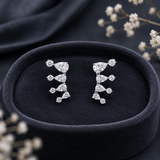 Silver AD Diamond Ear Cuff Stud Earrings