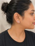 Silver AD Diamond Ear Cuff Stud Earrings