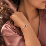 Rose Gold AD Diamond Tennis Bracelet with Ruby Center Stone