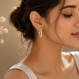 Silver AD Diamond Hoop Earrings