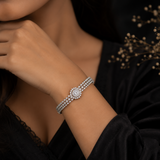 Silver AD Diamond Halo Bracelet