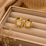 Modern Gold Pearl Statement Earrings