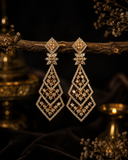 Gold Finish AD Diamond Geometric Drop Earrings for Women