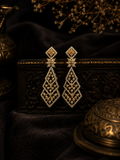 Gold Finish AD Diamond Geometric Drop Earrings for Women