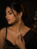 Gold Finish AD Diamond Geometric Drop Earrings for Women