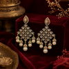 Antique Finish AD Diamond Pearl Chandbali Earrings for Women