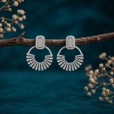 Silver Finish American Diamond Hoop Earrings for Women