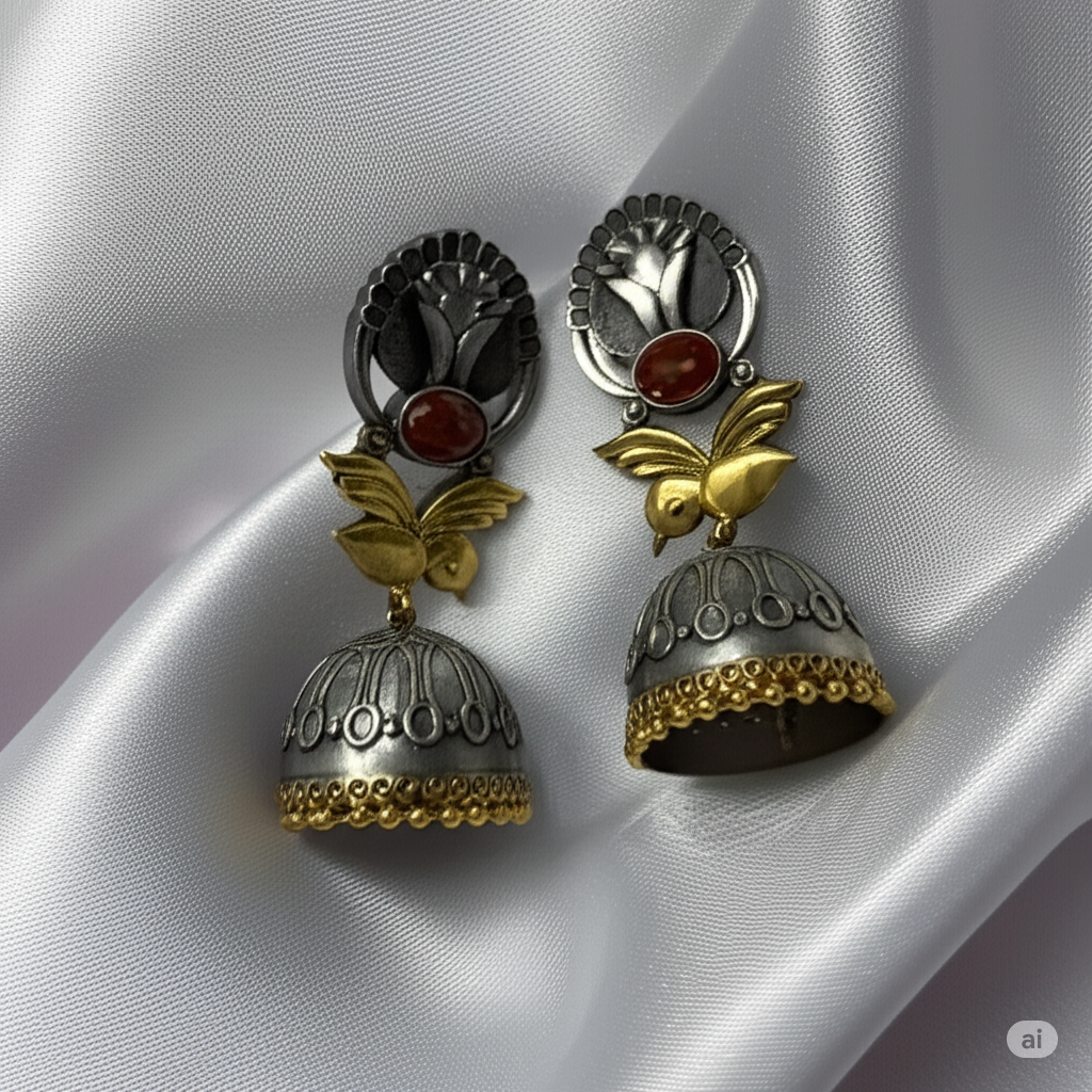 Dull finish Dual tone Jhumkhas