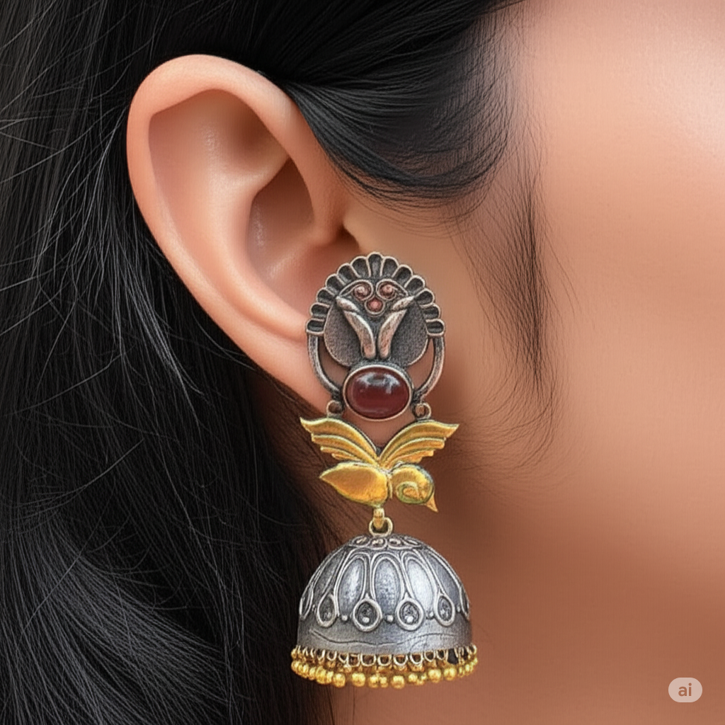 Dull finish Dual tone Jhumkhas