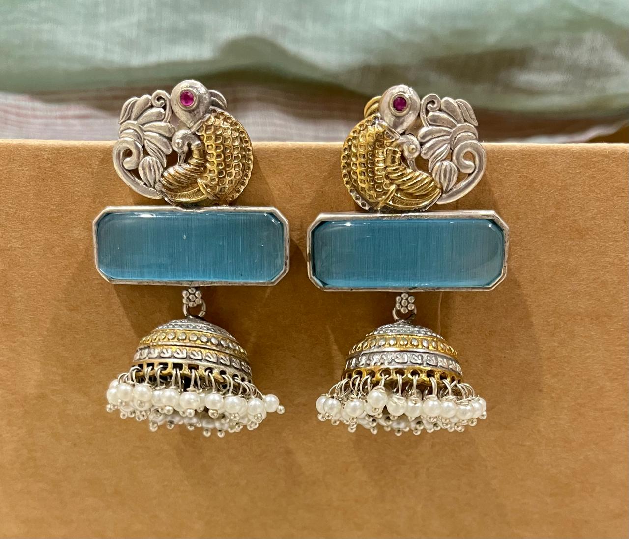 Dual tone Stone studded earrings