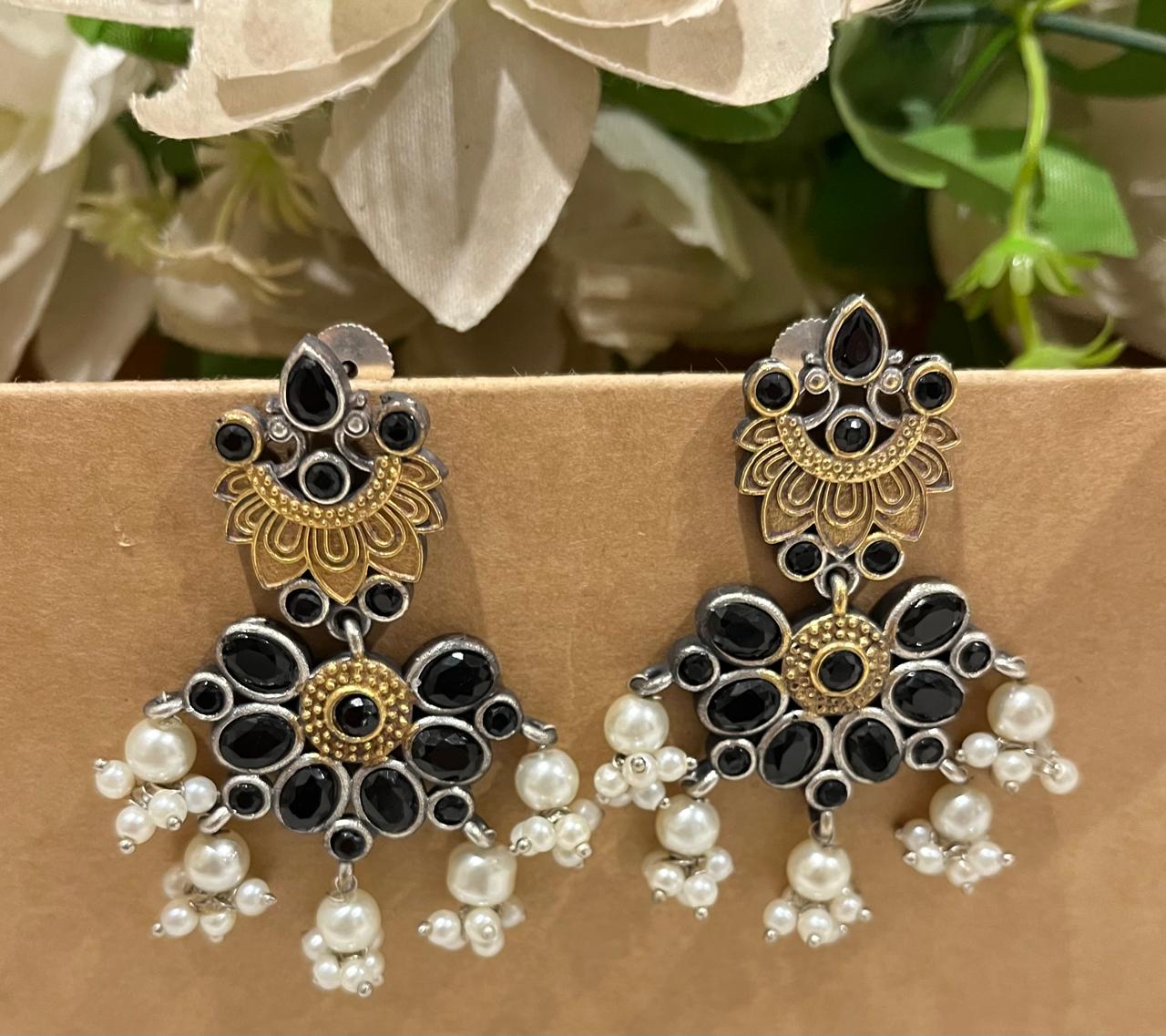 Dual tone earrings