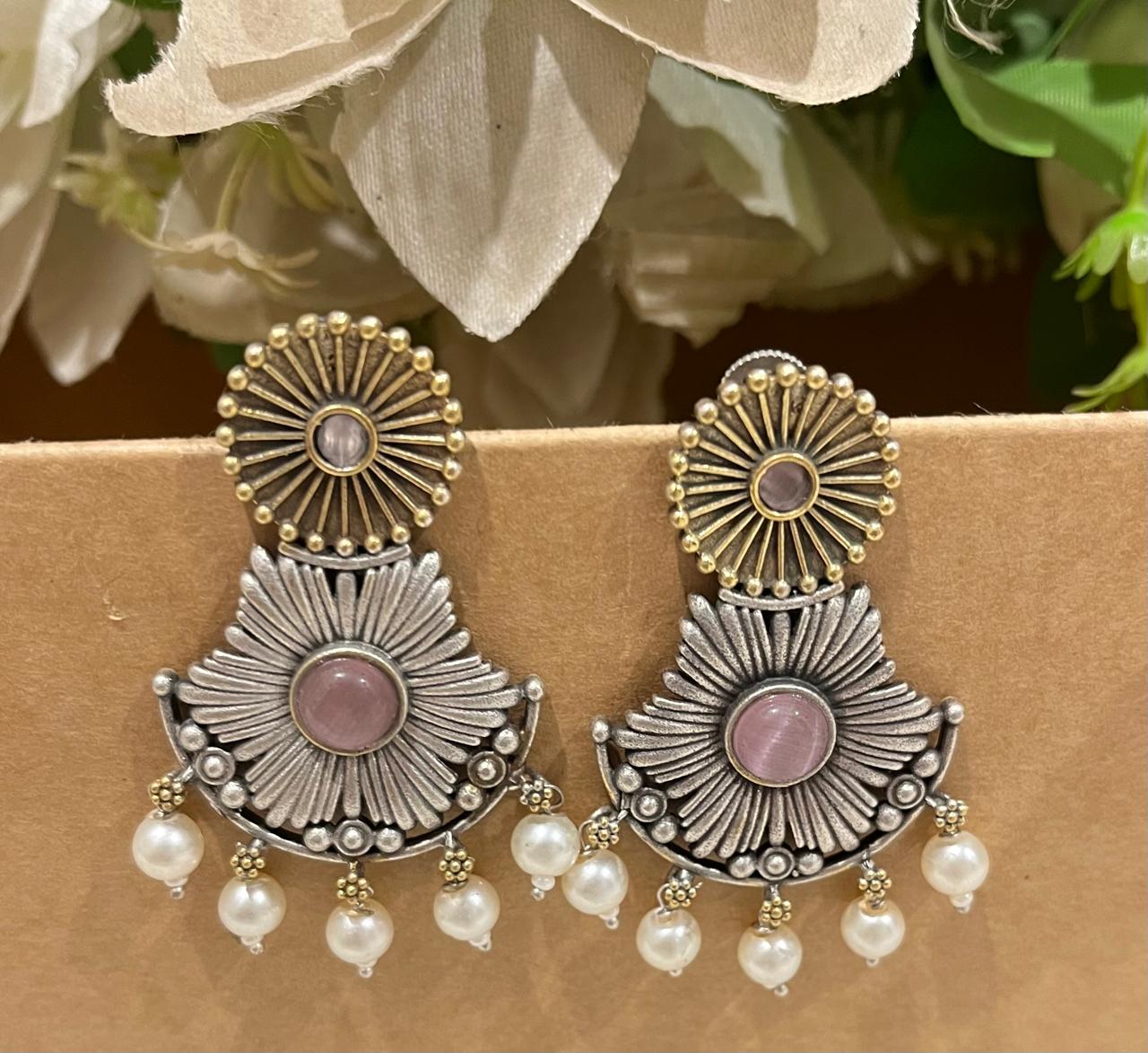 Dual tone earrings