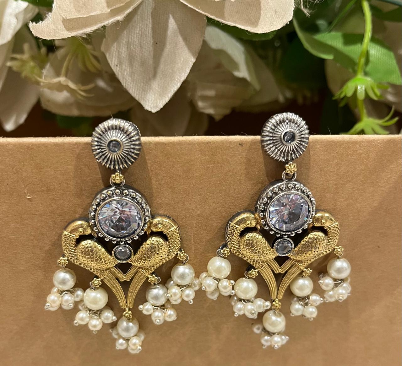 Dual tone earrings