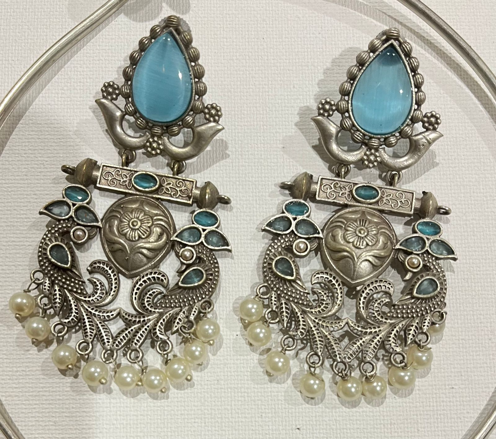Silver replica stone studded hasadi choker set