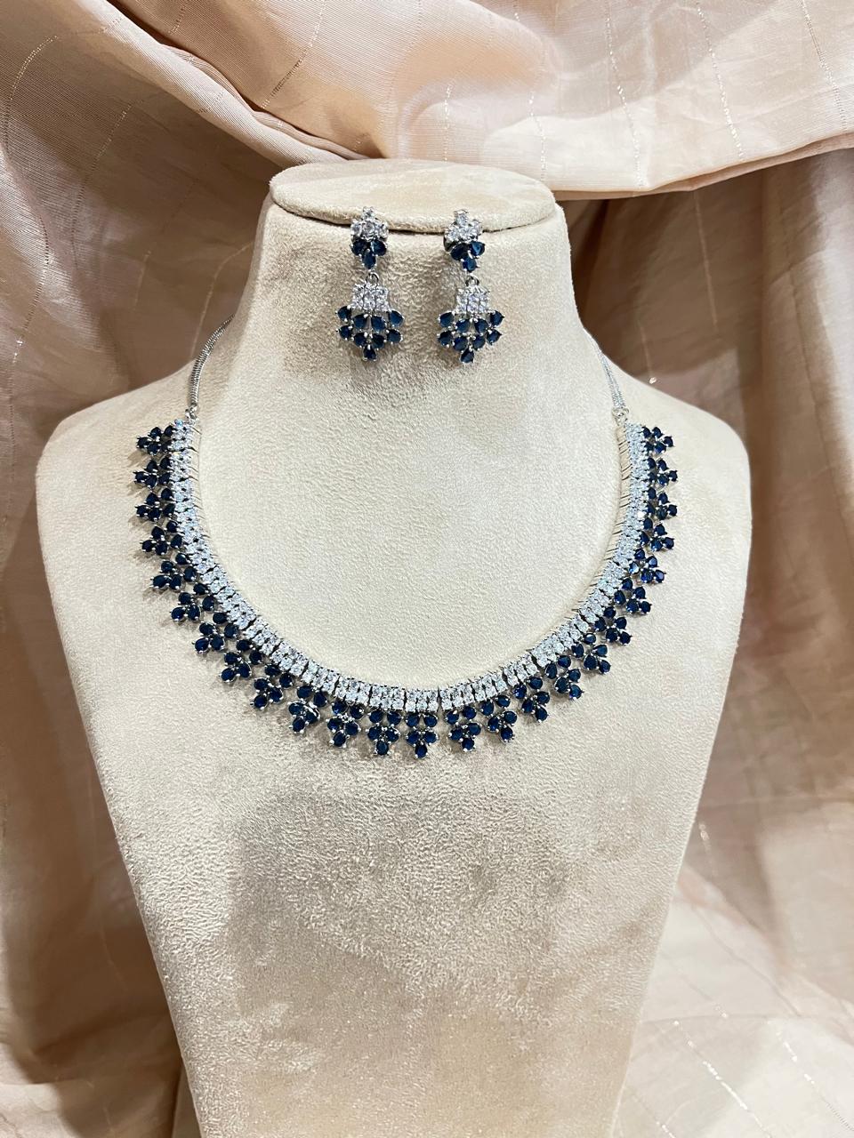 Blue Ad Diamond choker with earrings