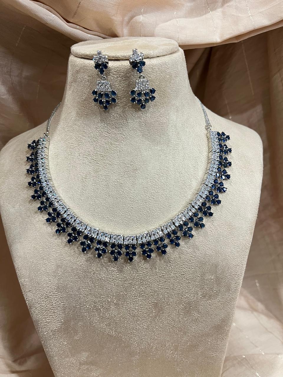Blue Ad Diamond choker with earrings