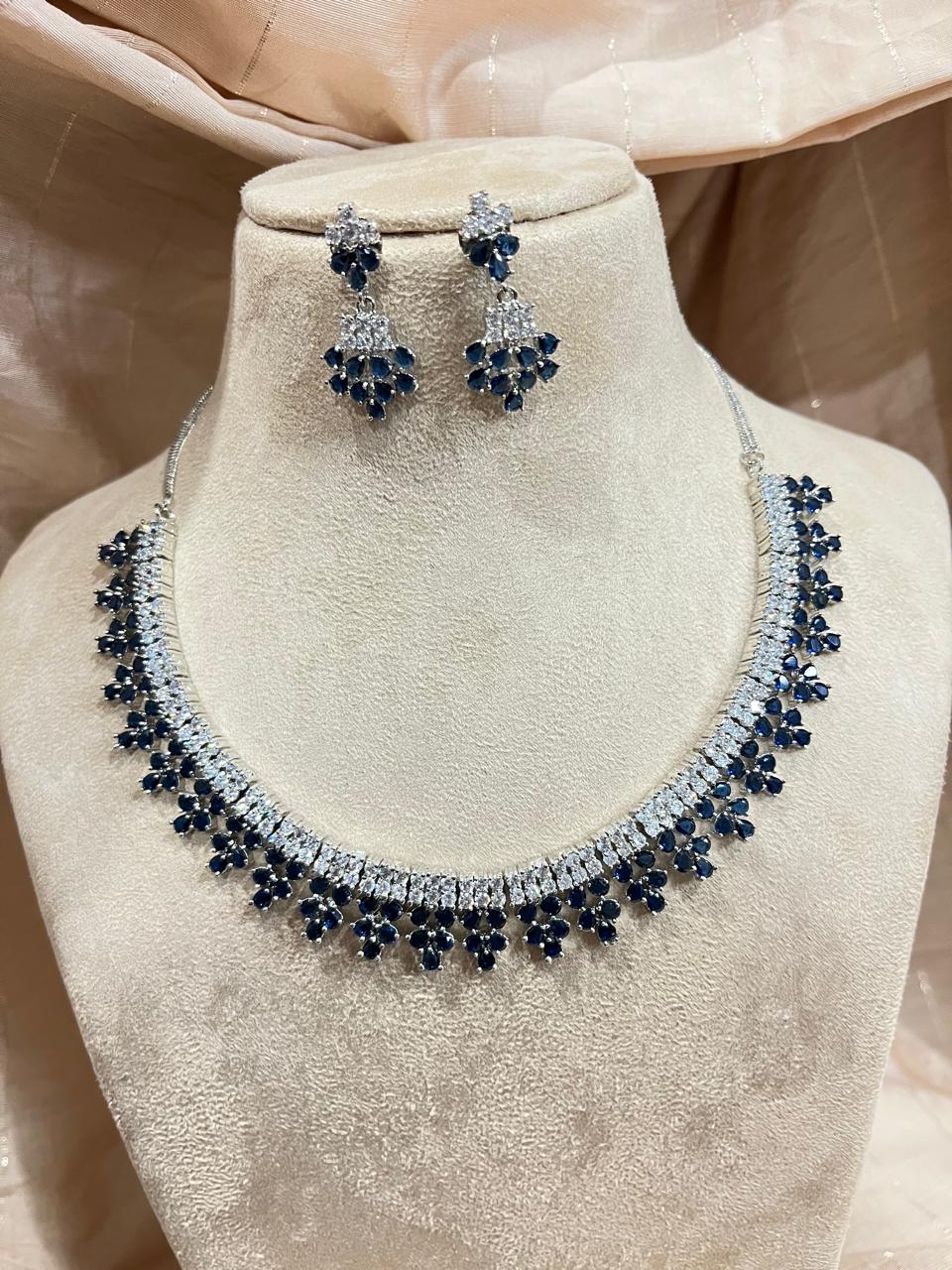 Blue Ad Diamond choker with earrings