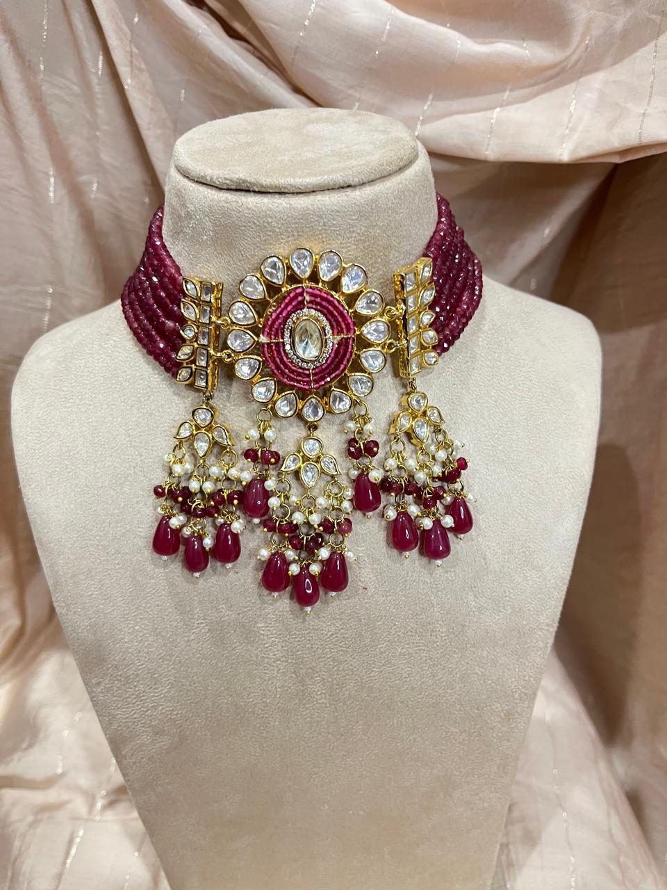 Jadau semi precious bedas choker set