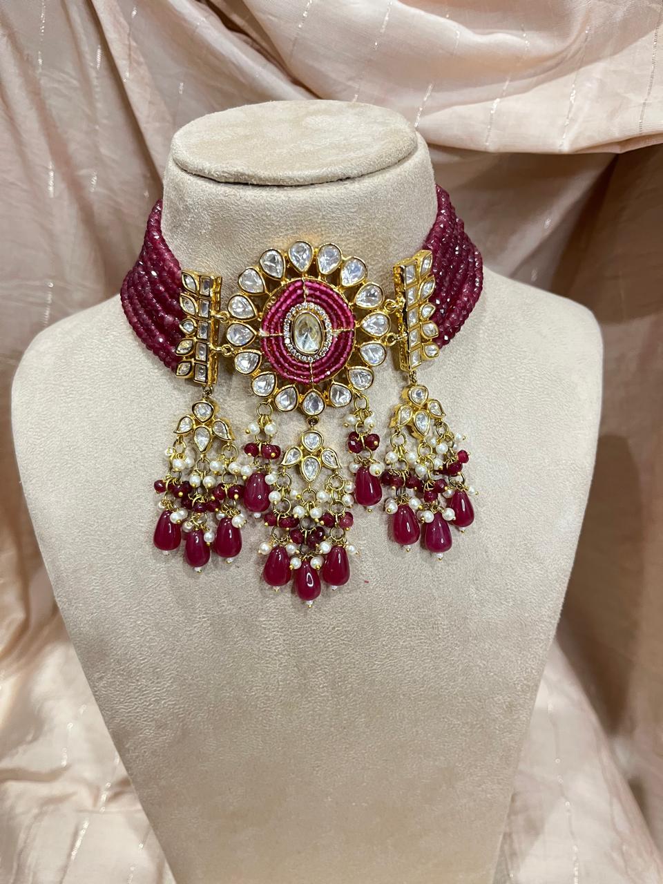 Jadau semi precious bedas choker set