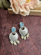 Silver replica stone studded earrings