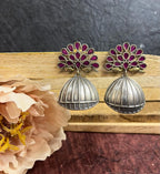 Stone studded peacock studs jhumkhas