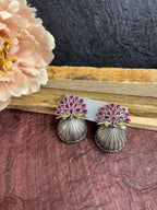 Stone studded peacock studs jhumkhas