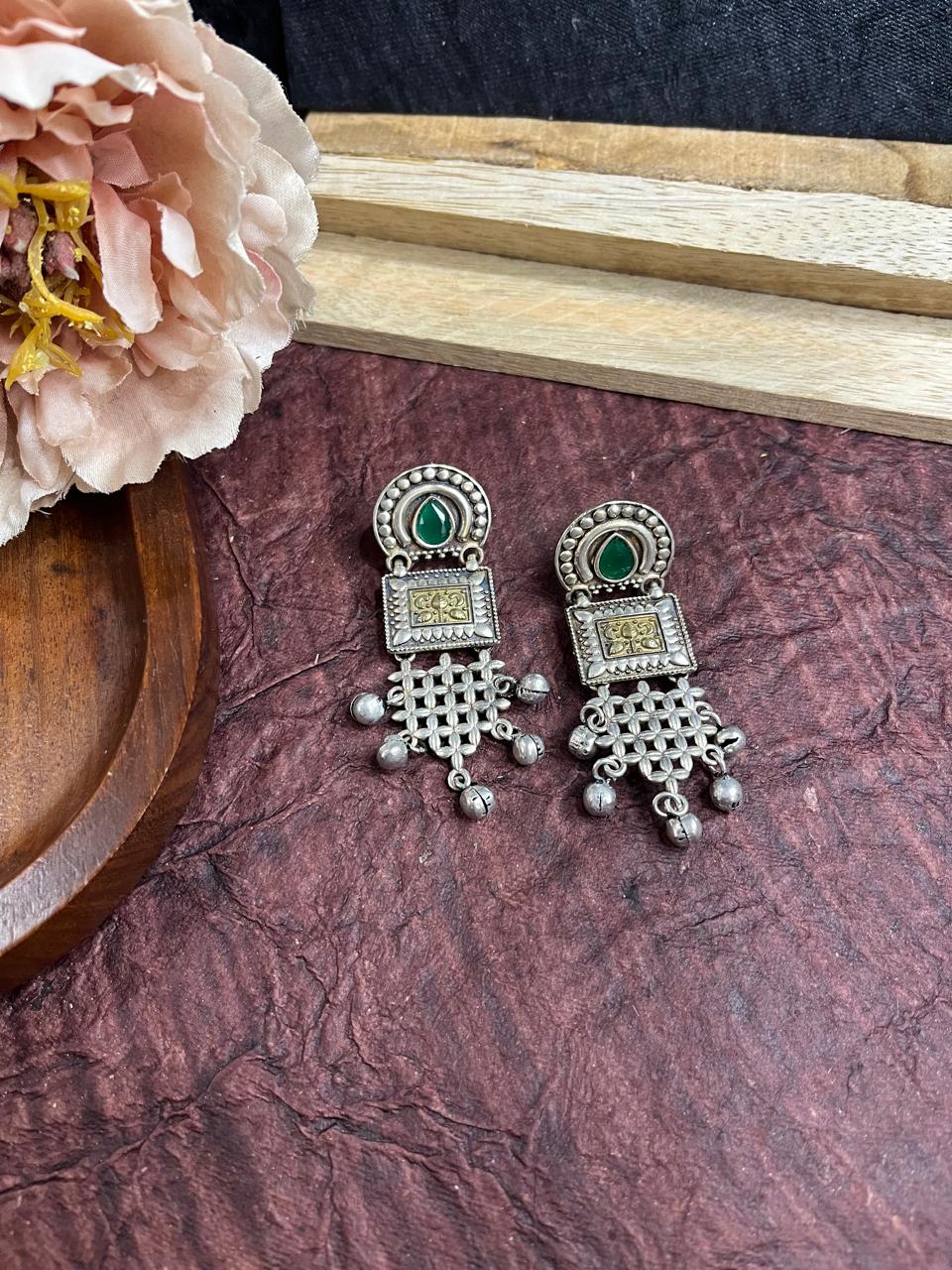 Silver Replica stone studded earrings