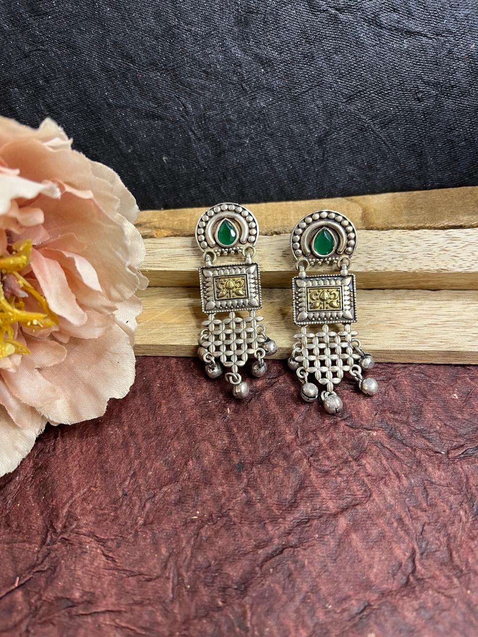 Silver Replica stone studded earrings