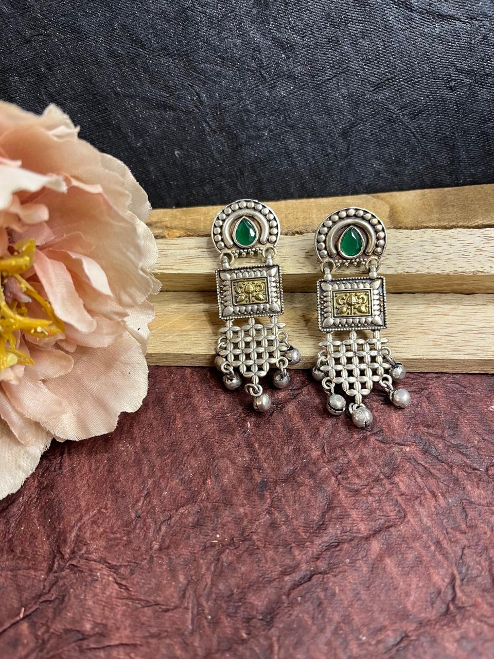 Silver Replica stone studded earrings