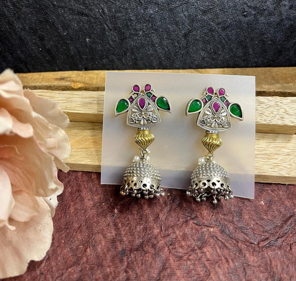 Dual tone jhumkha earrings
