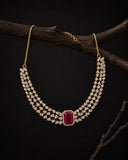 Luxury Ruby American Diamond Necklace Set for Women