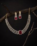 Luxury Ruby American Diamond Necklace Set for Women