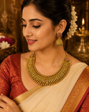 Antique Gold Plated Temple Choker Necklace Set for Women