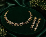 Gold Polish American Diamond Leaf Necklace Set for Women