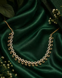 Gold Polish American Diamond Leaf Necklace Set for Women